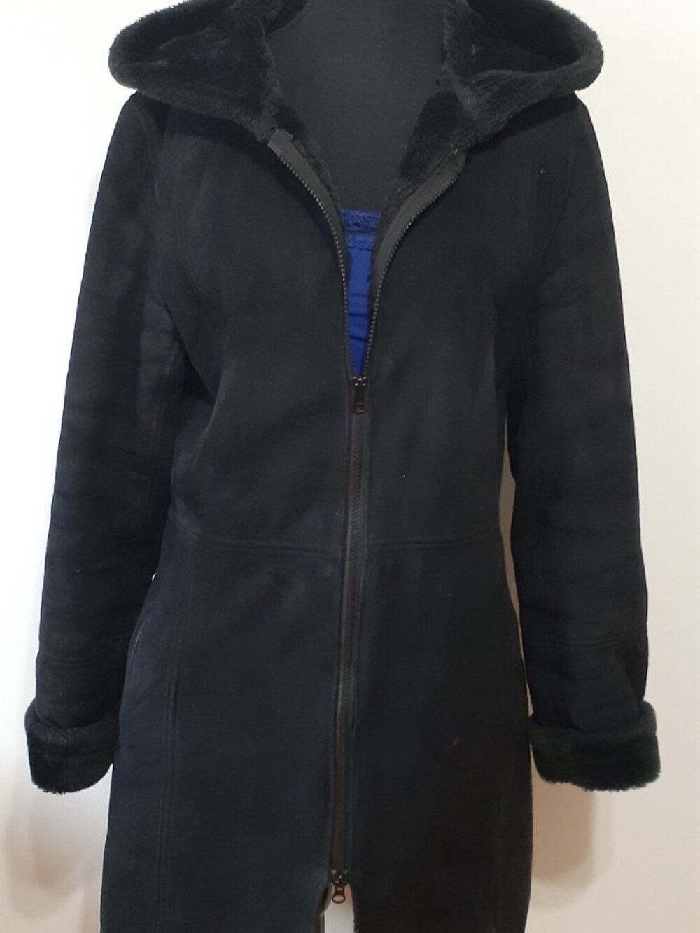 Manteau hiver en suède noir pour femme moyen